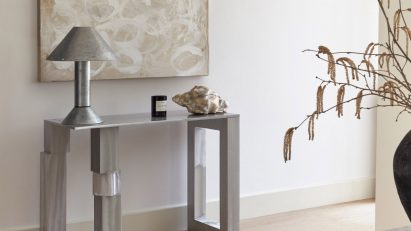 Metal table in London home