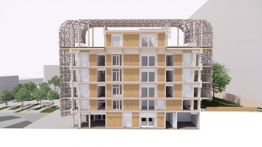 Section of James Baldwin Media Library and Refugee House by Associer