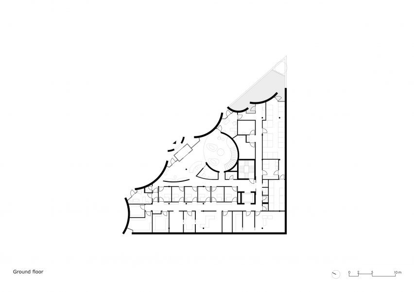 Ground floor plan of vet hospital in Albania by Davide Macullo Architects