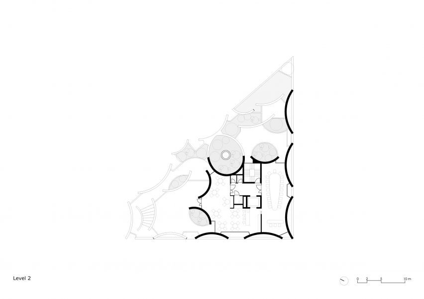 Second floor plan of vet hospital in Albania by Davide Macullo Architects