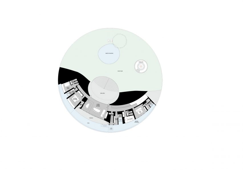Upper floor plan of the Earth holiday home by Sou Fujimoto