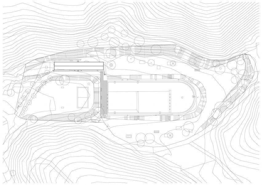 Site plan of Forest Pool by Mjolk Architekti and Marie Vondrakova