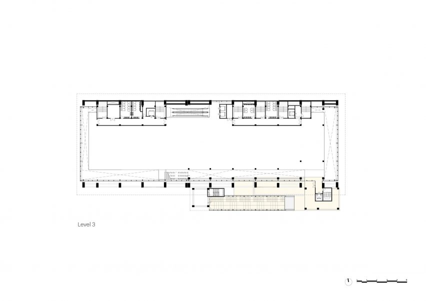 Second floor plan of the factory transformation at Gate M West Bund Dream Center by MVRDV