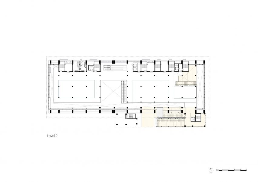 First floor plan of the factory transformation at Gate M West Bund Dream Center by MVRDV