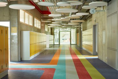 Hallway interior at Czech Republic school by Atelier 6