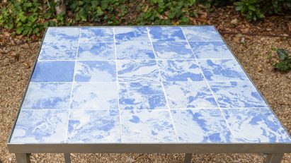 Table with from oyster shell tiles