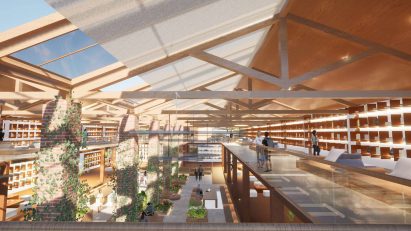 Visualisation showing the interior of a cultural centre