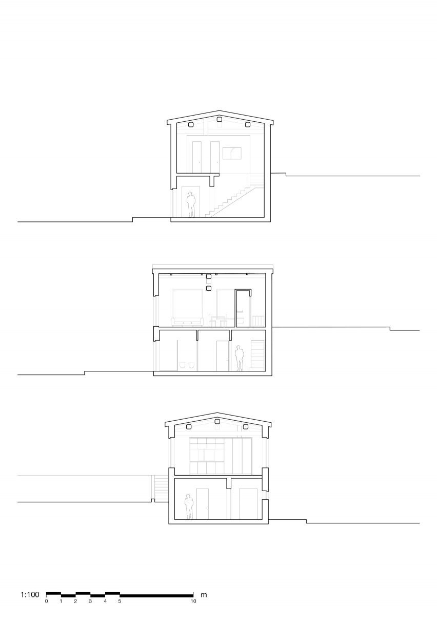 Sections of Fienile N by Fōntego Architettura