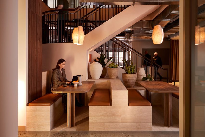 Seating booth in Forum co-working at Sixty-five Dover in Cremorne, Melbourne, by Foolscap Studio