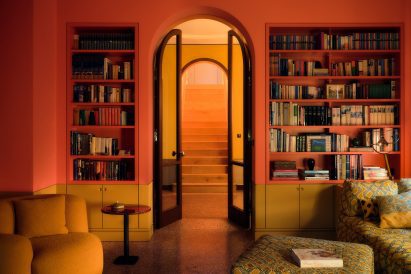 Red-coloured library