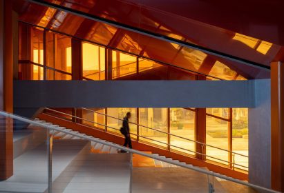 Orange-clad staircase by MVRDV