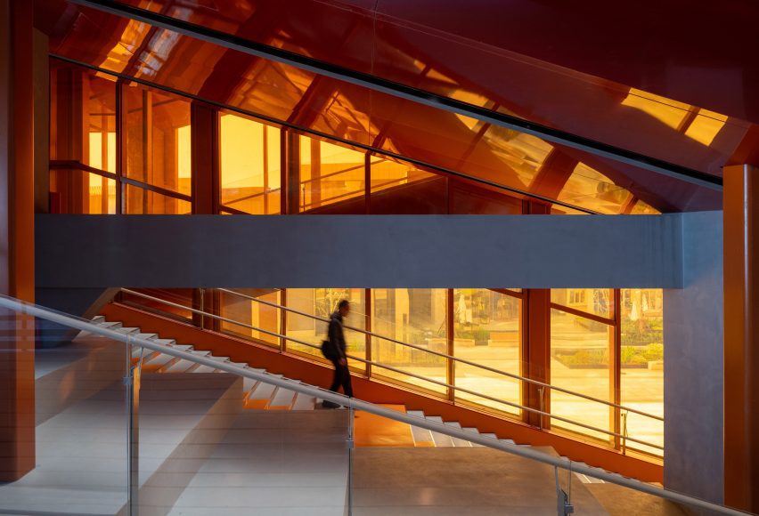 Orange-clad staircase by MVRDV