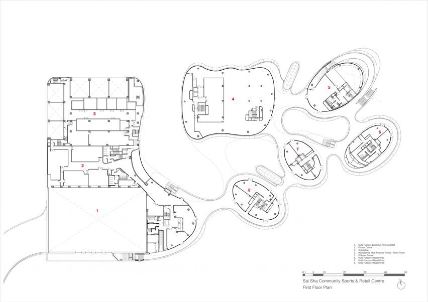 First floor plan of Go Park Sai Sha by Zaha Hadid Architects