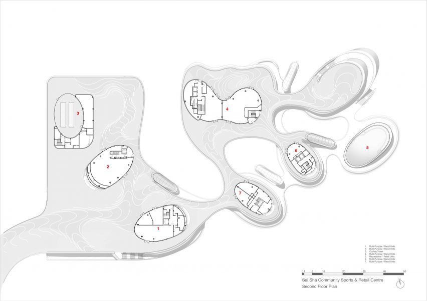 Second floor plan of Go Park Sai Sha by Zaha Hadid Architects