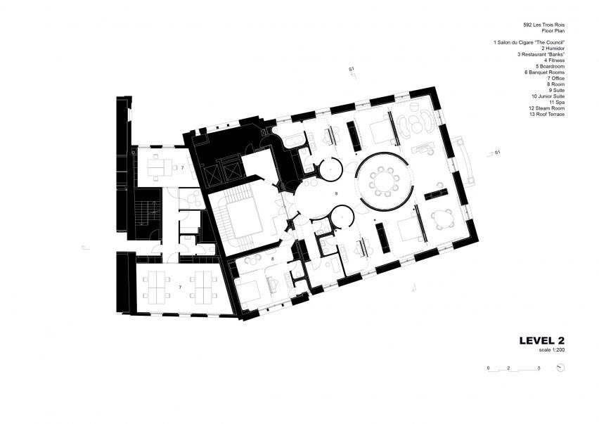 Plan of Les Trois Rois hotel by Herzog & de Meuron