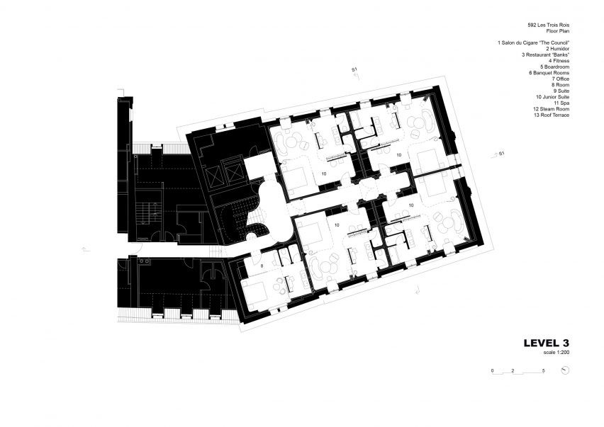Plan of Les Trois Rois hotel by Herzog & de Meuron