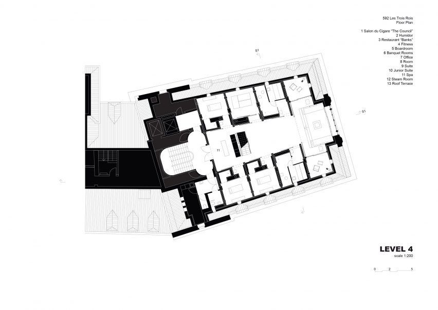 Plan of Les Trois Rois hotel by Herzog & de Meuron