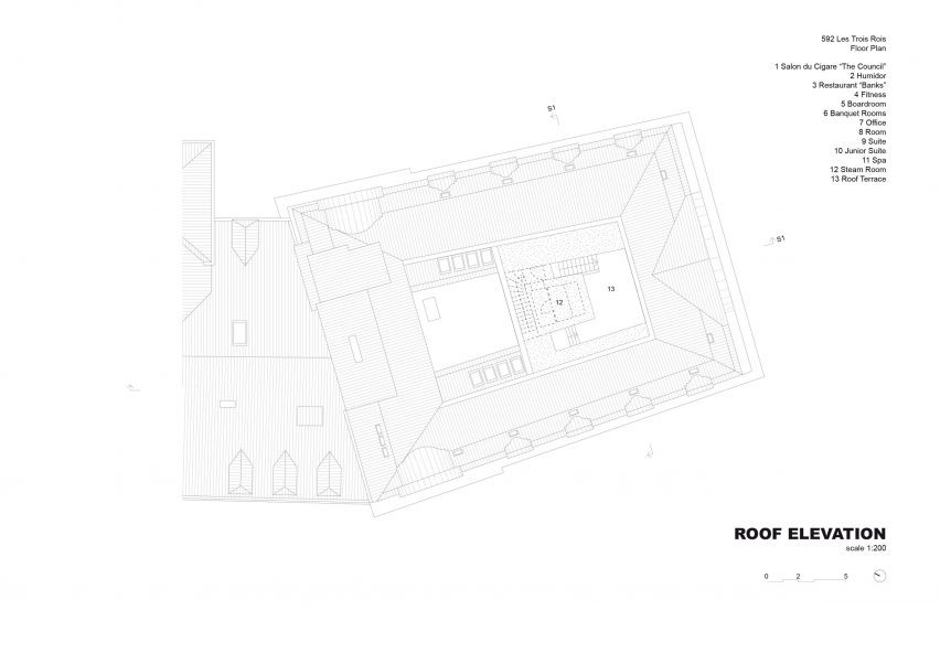 Plan of Les Trois Rois hotel by Herzog & de Meuron