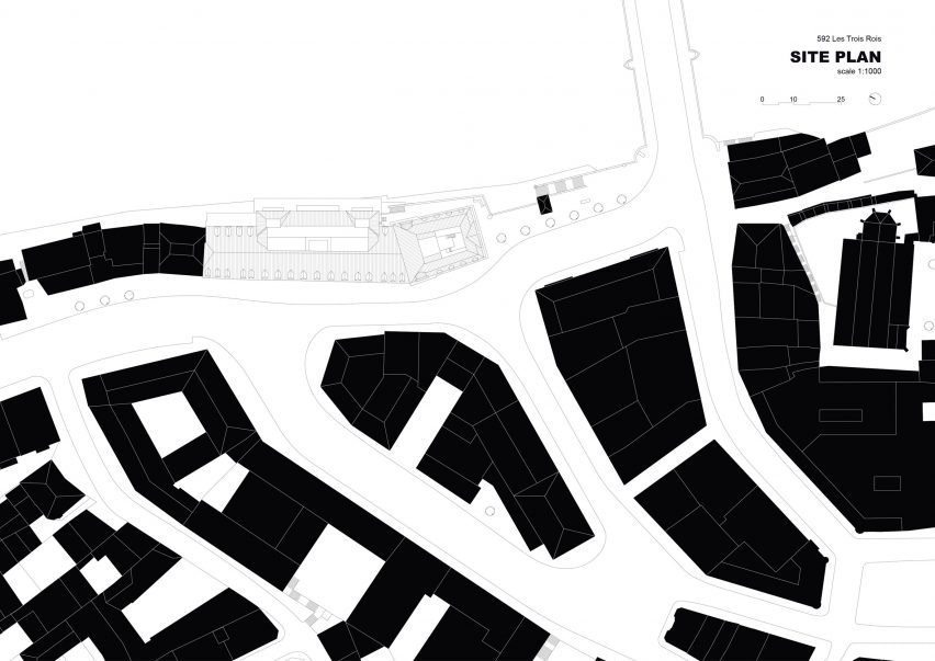 Plan of Les Trois Rois hotel by Herzog & de Meuron
