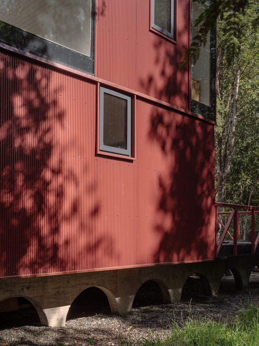 House with red clading