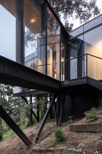 Black bridge connecting two structures