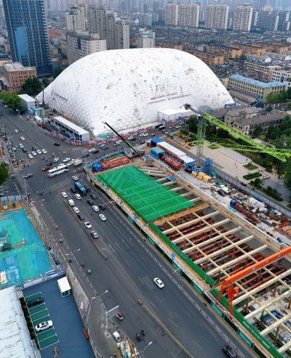 Large white inflatable dome