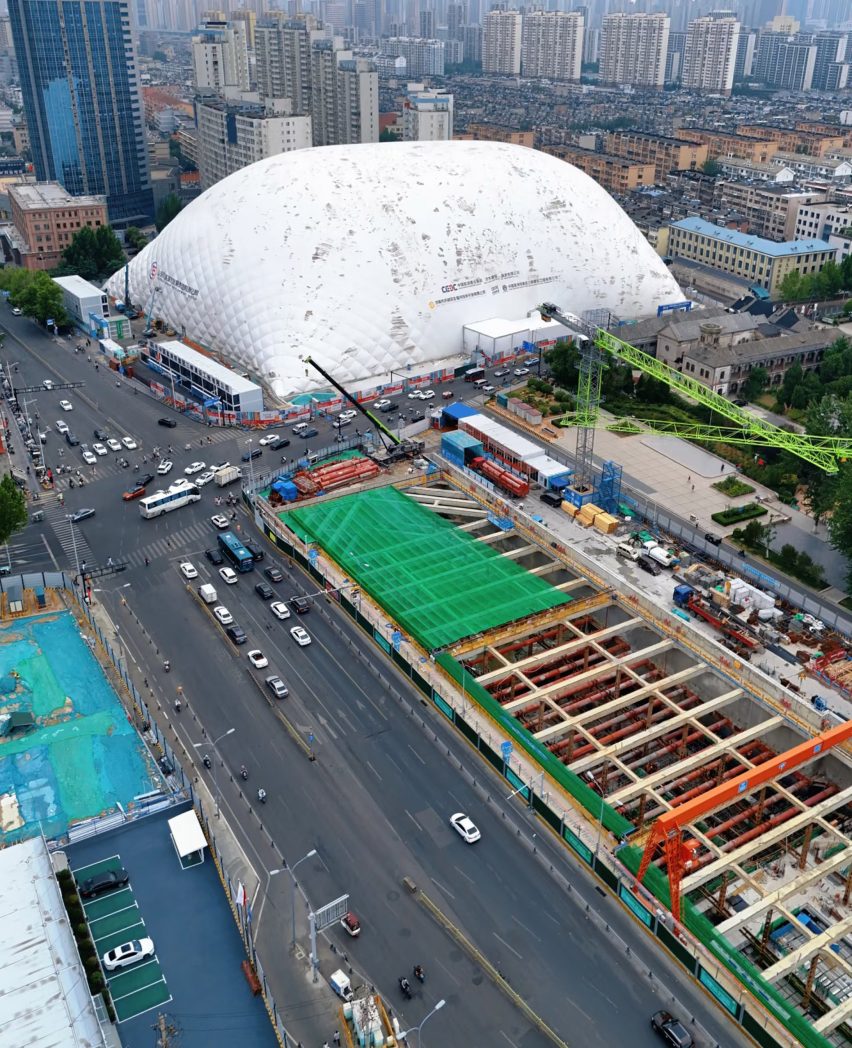 Large white inflatable dome