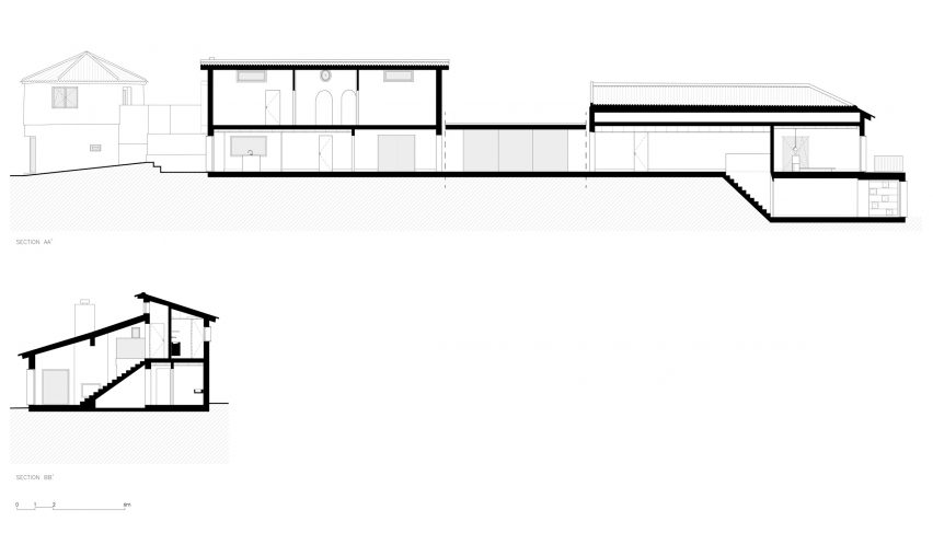 Section of AIP House Azóia by Joāo Tiago Aguiar Arquitectos