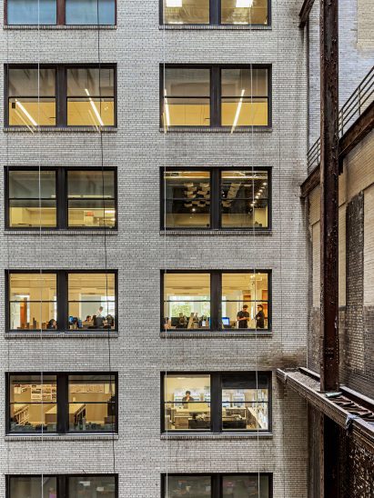 Exterior of a brick building that serves as KPF's New York offices