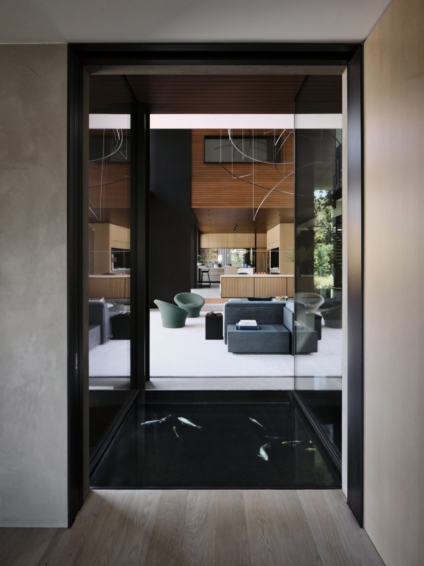 California house with concrete bas relief