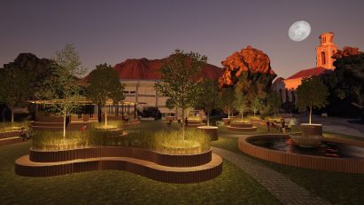 a visualisation of a landscape at night