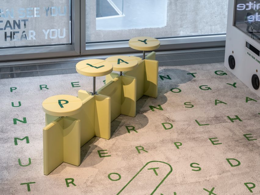 Play bench in Meet Me Here exhibition by Spacon at the Danish Architecture Center