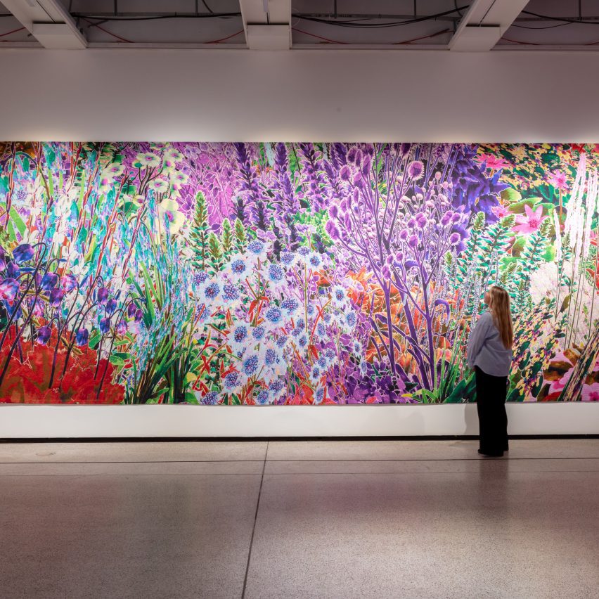 Pollinator Pathmaker: Perceptual Field 7SzzLn6GnY97DSo7hCSLMf tapestry by Alexandra Daisy Ginsberg in the More Than Human exhibition