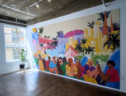 LA Forever mural at the Waves of Change exhibition by Autex Acoustics during LA Design Festival