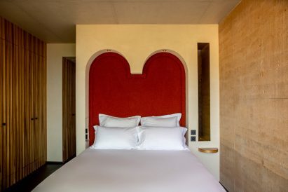 Bedroom with alcove in French hotel