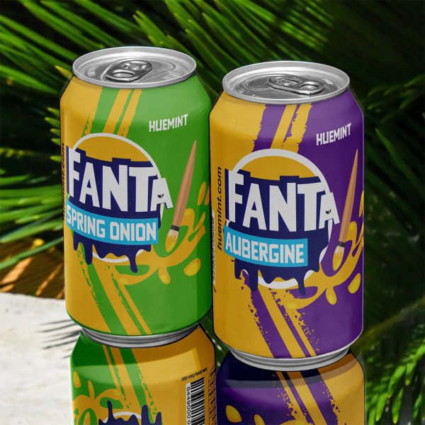 Canned drinks with colourful packaging