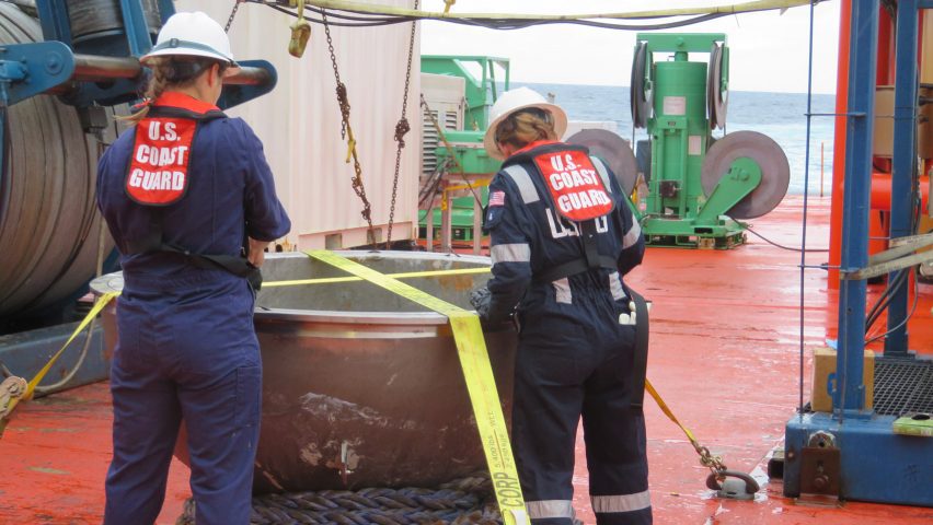 A piece of the Titan submersible after being recovered from the ocean floor