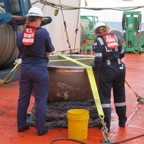 A piece of the Titan submersible after being recovered from the ocean floor