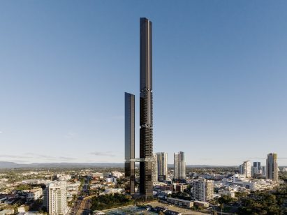Render of twin skyscrapers by Cottee Parker and BKK Architects