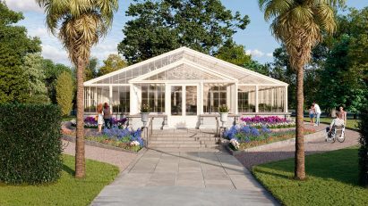 Waterlily House greenhouse in Kew Gardens