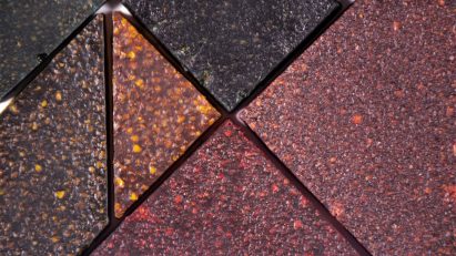 a photograph of a material experiment with olive pits