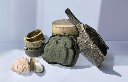 a photograph of beach toys made from plant based materials