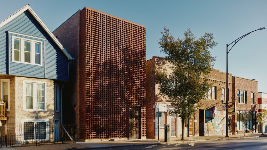 Range Design & Architecture hides Chicago furniture showroom behind brick screen