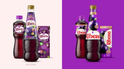 Updated 2025 Ribena branding and packaging by Elmwood