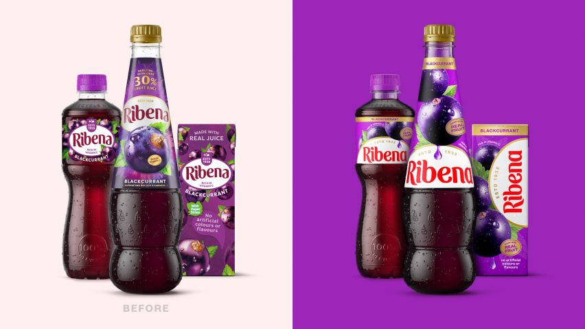 Updated 2025 Ribena branding and packaging by Elmwood