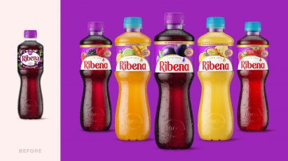Ribena bottles comparing old and new packaging