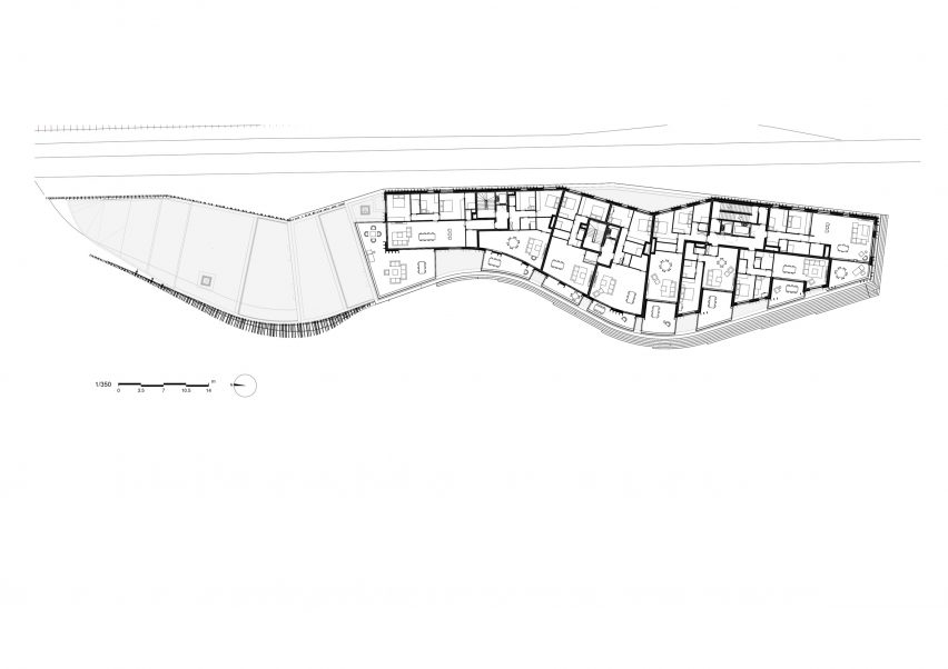 Upper floor plan of the Roelevard development in Roeselare, Belgium, by Snøhetta and B2Ai