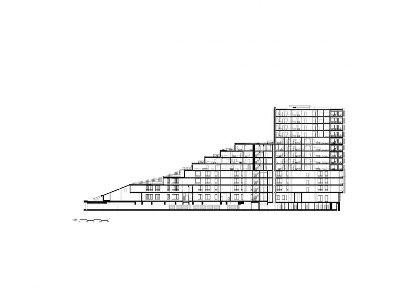 Section of the Roelevard development in Roeselare, Belgium, by Snøhetta and B2Ai