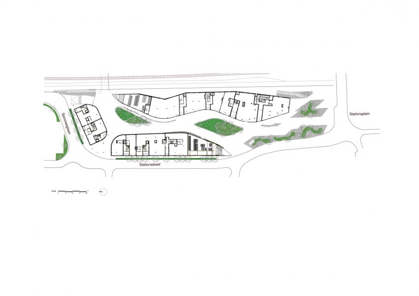 Ground floor plan of the Roelevard development in Roeselare, Belgium, by Snøhetta and B2Ai
