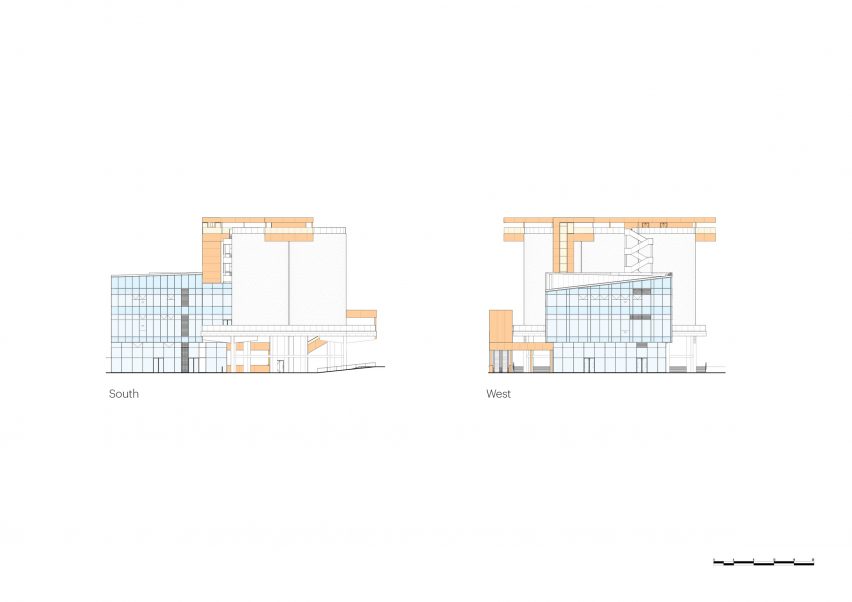 Elevations of the silo building at Gate M West Bund Dream Center by MVRDV
